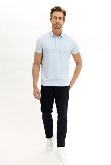 Erkek Giyim - UÇUK MAVİ XXL Beden Polo Yaka Slim Fit Tişört