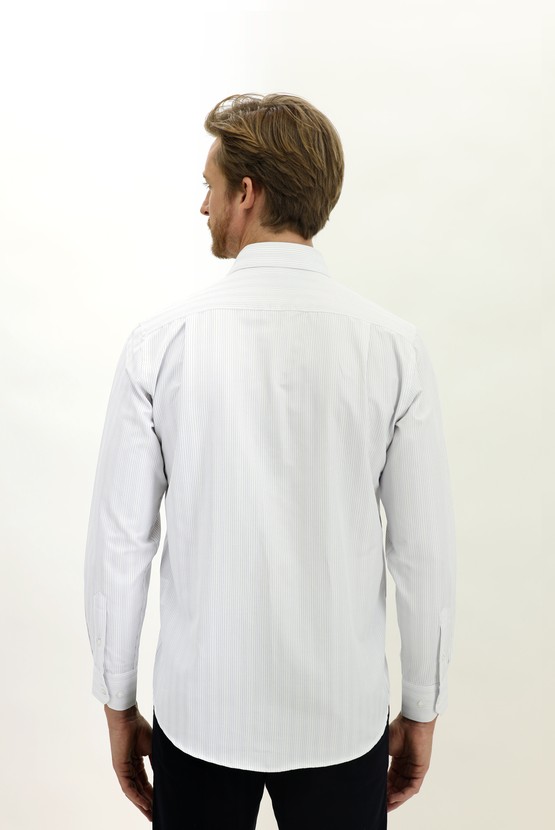 Erkek Giyim - Uzun Kol Çizgili Klasik Gömlek