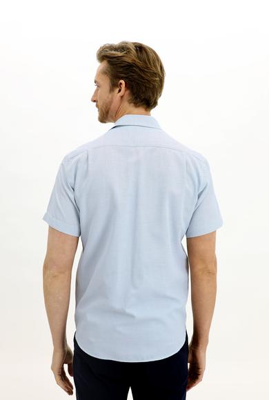 Erkek Giyim - AÇIK MAVİ XL Beden Kısa Kol Regular Fit Desenli Gömlek