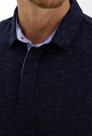 Erkek Giyim - KOYU LACİVERT M Beden Polo Yaka Regular Fit Tişört