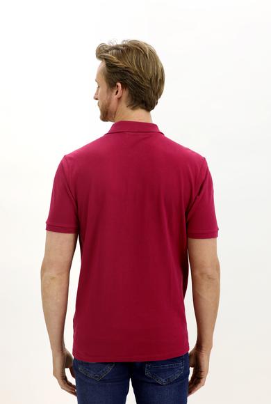 Erkek Giyim - VİŞNE L Beden Polo Yaka Regular Fit Nakışlı Tişört