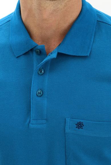 Erkek Giyim - PETROL YEŞİLİ M Beden Polo Yaka Regular Fit Nakışlı Tişört
