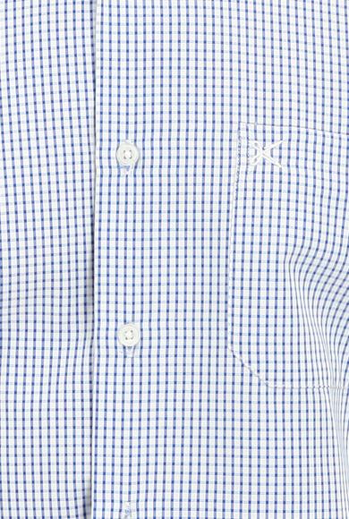 Erkek Giyim - GÖK MAVİSİ S Beden Uzun Kol Regular Fit Kareli Gömlek