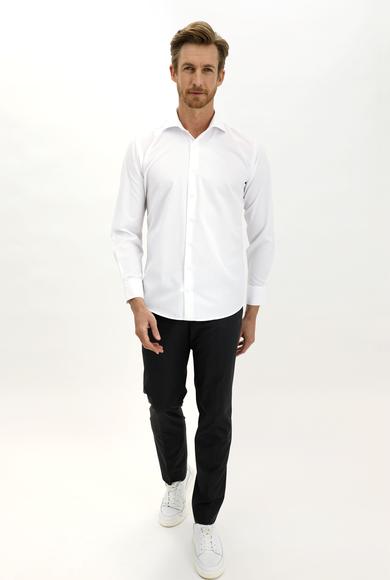 Erkek Giyim - BEYAZ S Beden Uzun Kol Desenli Klasik Gömlek