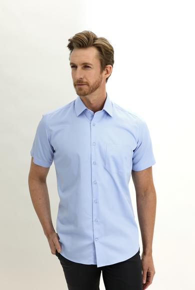 Erkek Giyim - AÇIK MAVİ L Beden Kısa Kol Regular Fit Gömlek