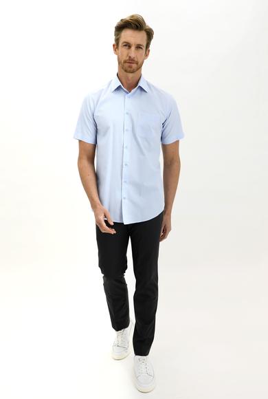 Erkek Giyim - UÇUK MAVİ 3X Beden Kısa Kol Regular Fit Gömlek