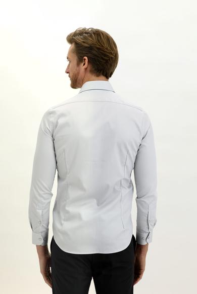 Erkek Giyim - ORTA GRİ XS Beden Uzun Kol Slim Fit Non Iron Gömlek