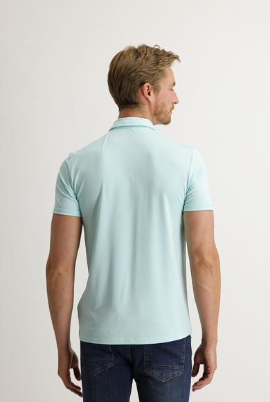 Erkek Giyim - MİNT YEŞİLİ S Beden Polo Yaka Slim Fit Tişört