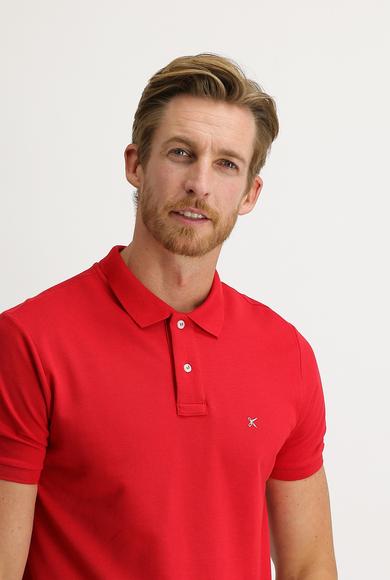 Erkek Giyim - BAYRAK KIRMIZI XL Beden Polo Yaka Regular Fit Nakışlı Tişört