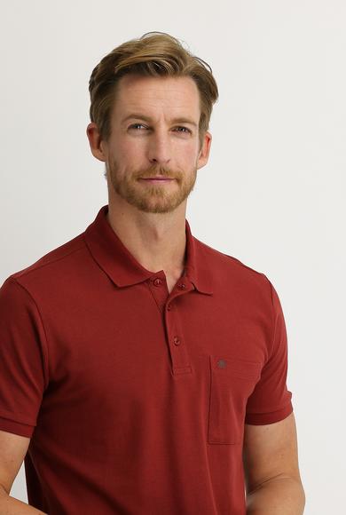 Erkek Giyim - KİREMİT M Beden Polo Yaka Regular Fit Tişört