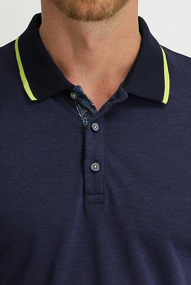 Erkek Giyim - ORTA LACİVERT XL Beden Polo Yaka Regular Fit Tişört