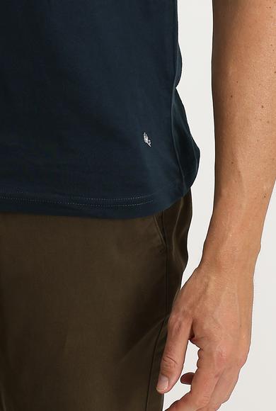 Erkek Giyim - PETROL YEŞİLİ S Beden V Yaka Slim Fit Tişört