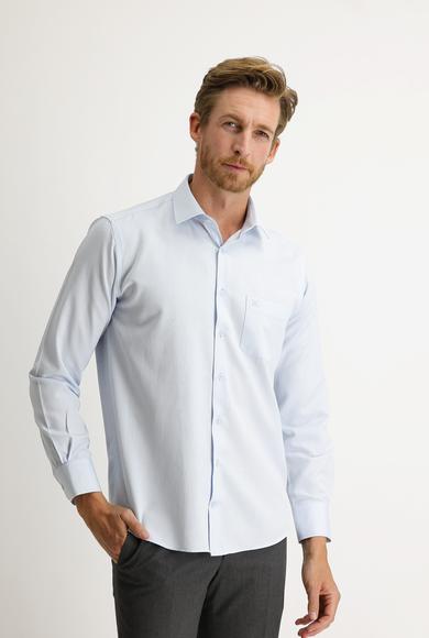 Erkek Giyim - UÇUK MAVİ S Beden Uzun Kol Desenli Klasik Gömlek