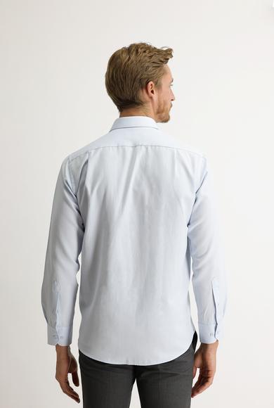 Erkek Giyim - UÇUK MAVİ S Beden Uzun Kol Desenli Klasik Gömlek