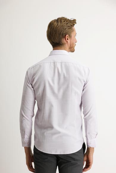 Erkek Giyim - LİLA XL Beden Uzun Kol Slim Fit Desenli Gömlek