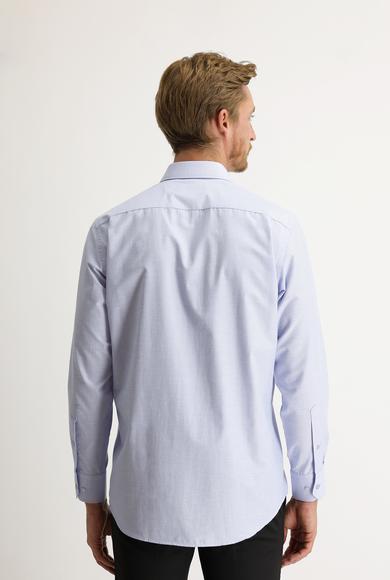 Erkek Giyim - AÇIK MAVİ L Beden Uzun Kol Klasik Desenli Gömlek