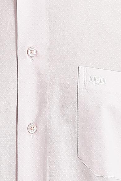 Erkek Giyim - PEMBE XL Beden Uzun Kol Klasik Desenli Gömlek