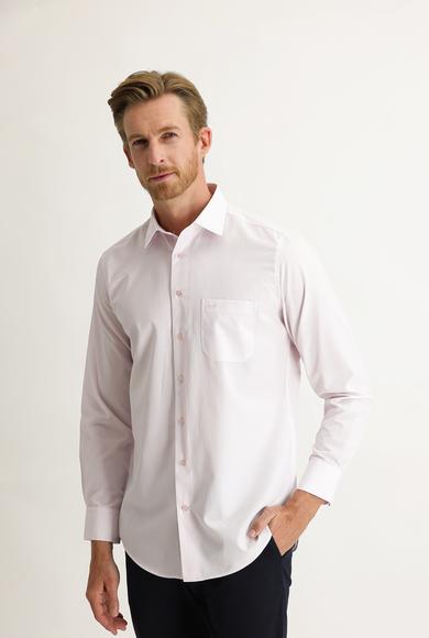 Erkek Giyim - PEMBE XL Beden Uzun Kol Klasik Desenli Gömlek