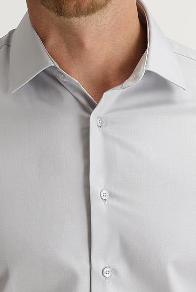 Erkek Giyim - ORTA GRİ XS Beden Uzun Kol Slim Fit Non Iron Gömlek