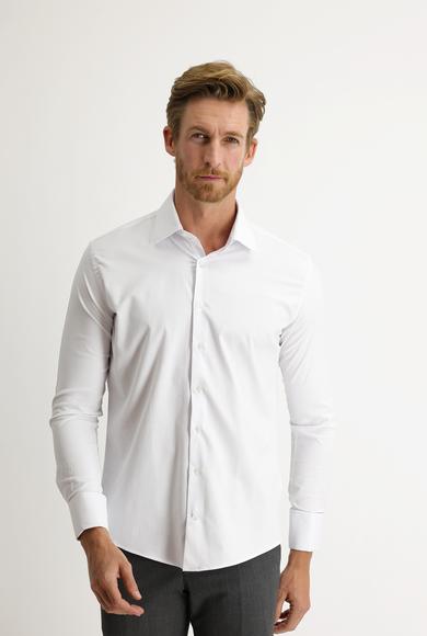 Erkek Giyim - BEYAZ XL Beden Uzun Kol Slim Fit Manşetli Klasik Gömlek