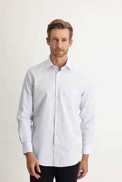 Erkek Giyim - UÇUK MAVİ L Beden Uzun Kol Klasik Çizgili Gömlek