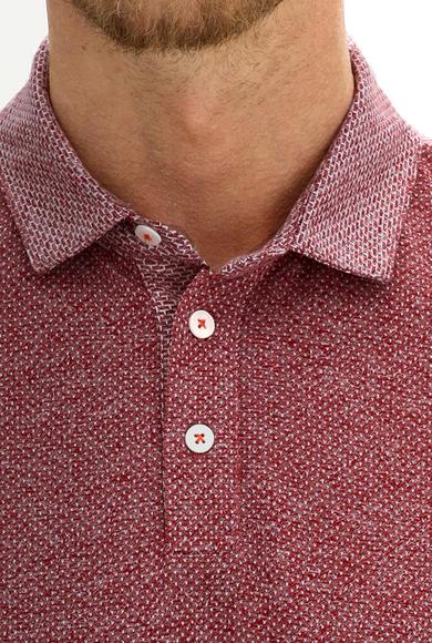 Erkek Giyim - AÇIK BORDO M Beden Polo Yaka Regular Fit Desenli Tişört