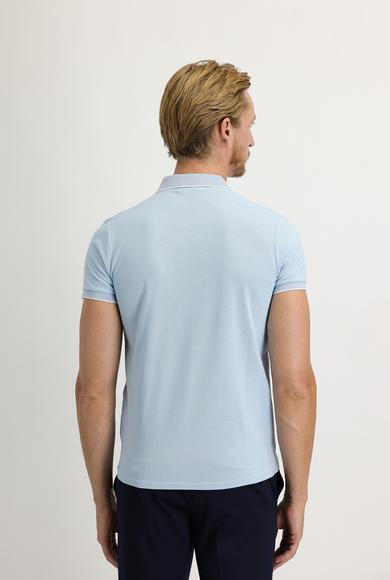 Erkek Giyim - UÇUK MAVİ XL Beden Polo Yaka Slim Fit Tişört
