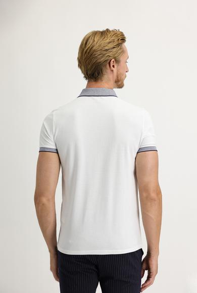Erkek Giyim - BEYAZ XL Beden Polo Yaka Slim Fit Tişört