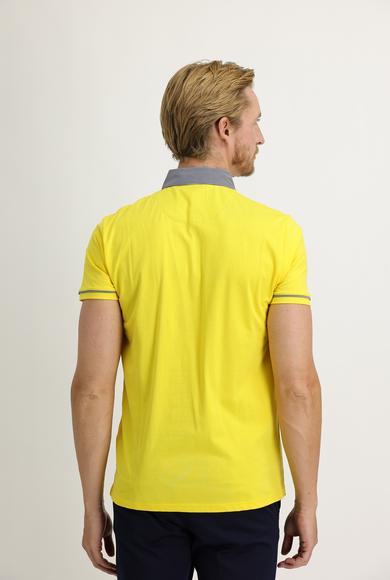 Erkek Giyim - AÇIK SARI L Beden Polo Yaka Slim Fit Tişört