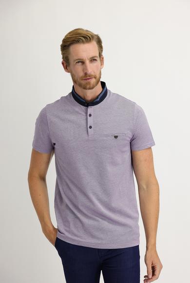 Erkek Giyim - LİLA XL Beden Slim Fit Düğmeli Yaka Tişört