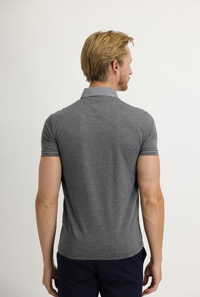 Erkek Giyim - ORTA ANTRASİT XL Beden Polo Yaka Slim Fit Tişört