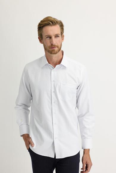 Erkek Giyim - UÇUK MAVİ XL Beden Uzun Kol Regular Fit Kareli Gömlek