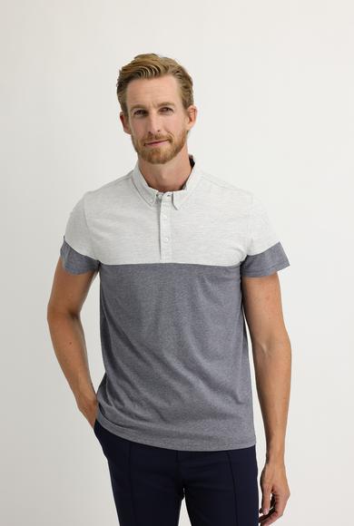 Erkek Giyim - ORTA ANTRASİT XL Beden Polo Yaka Regular Fit Desenli Tişört