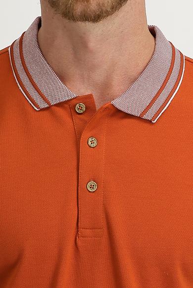 Erkek Giyim - KİREMİT XL Beden Polo Yaka Slim Fit Tişört