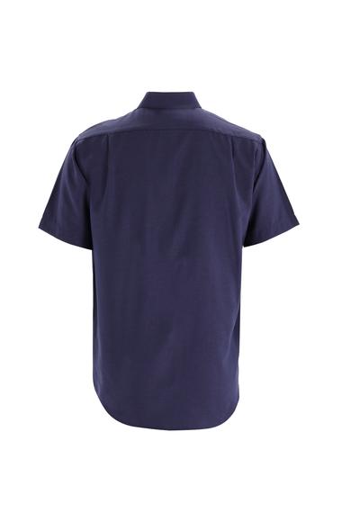 Erkek Giyim - KOYU LACİVERT XL Beden Kısa Kol Regular Fit Desenli Gömlek