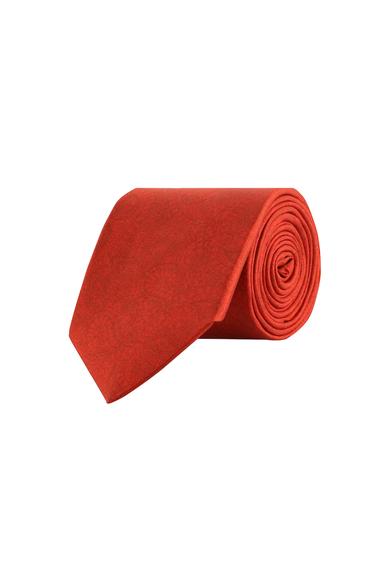 Erkek Giyim - EDİRNE KIRMIZI 70 Beden Edirne Kırmızısı Desenli İpek Kravat