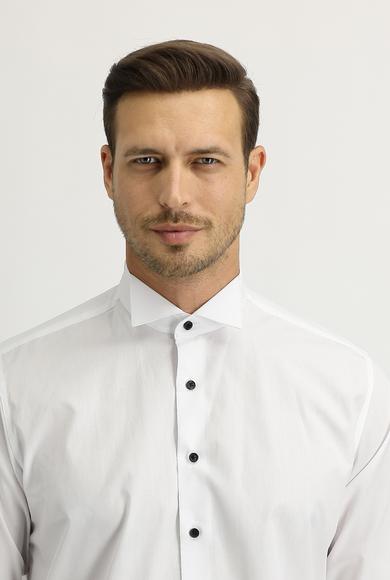 Erkek Giyim - BEYAZ L Beden Uzun Kol Ata Yaka Klasik Gömlek