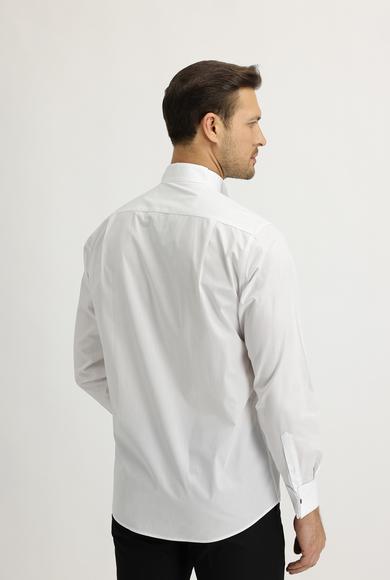 Erkek Giyim - BEYAZ L Beden Uzun Kol Ata Yaka Klasik Gömlek