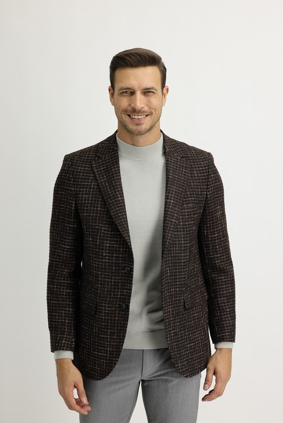 Erkek Giyim - Regular Fit Ekose Ceket