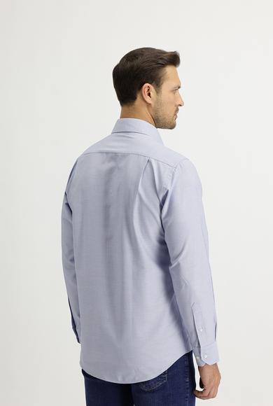 Erkek Giyim - GÖK MAVİSİ S Beden Uzun Kol Desenli Klasik Gömlek
