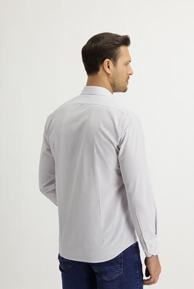 Erkek Giyim - LİLA L Beden Uzun Kol Slim Fit Çizgili Gömlek