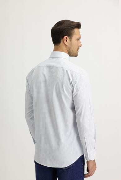Erkek Giyim - UÇUK MAVİ M Beden Uzun Kol Regular Fit Kareli Gömlek