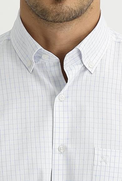 Erkek Giyim - UÇUK MAVİ M Beden Uzun Kol Regular Fit Kareli Gömlek