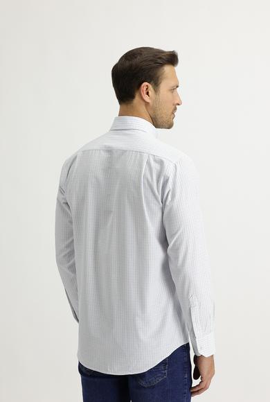 Erkek Giyim - AÇIK MAVİ XXL Beden Uzun Kol Regular Fit Kareli Gömlek