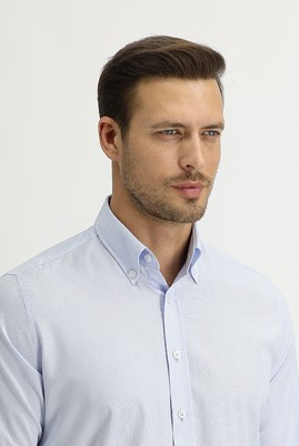 Erkek Giyim - AÇIK MAVİ L Beden Uzun Kol Slim Fit Oxford Gömlek