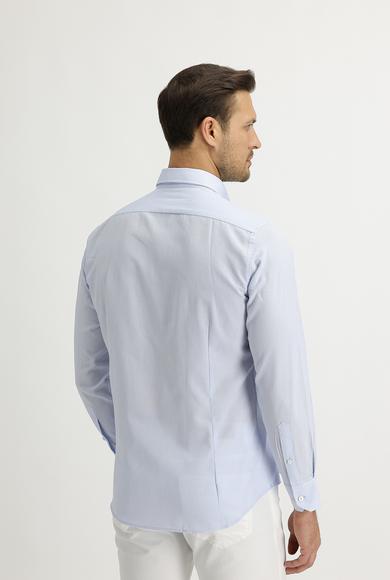 Erkek Giyim - AÇIK MAVİ M Beden Uzun Kol Slim Fit Oxford Gömlek