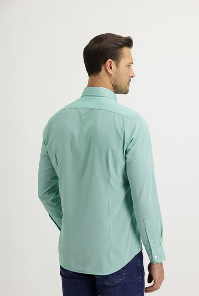 Erkek Giyim - FISTIK YEŞİLİ M Beden Uzun Kol Slim Fit Oxford Gömlek