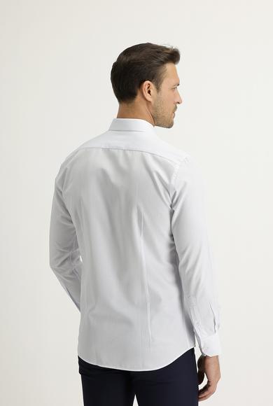 Erkek Giyim - UÇUK MAVİ S Beden Uzun Kol Slim Fit Desenli Gömlek