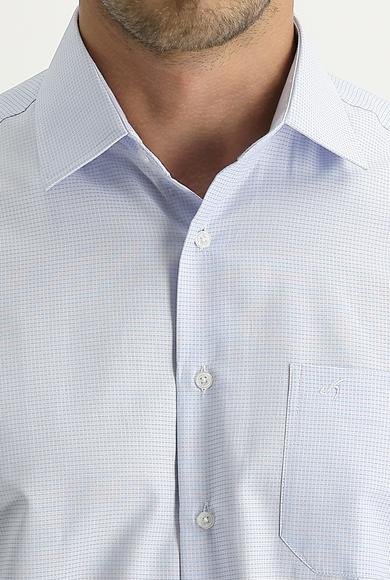 Erkek Giyim - AÇIK MAVİ S Beden Uzun Kol Desenli Klasik Gömlek