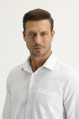 Erkek Giyim - BEYAZ 4X Beden Uzun Kol Desenli Klasik Gömlek